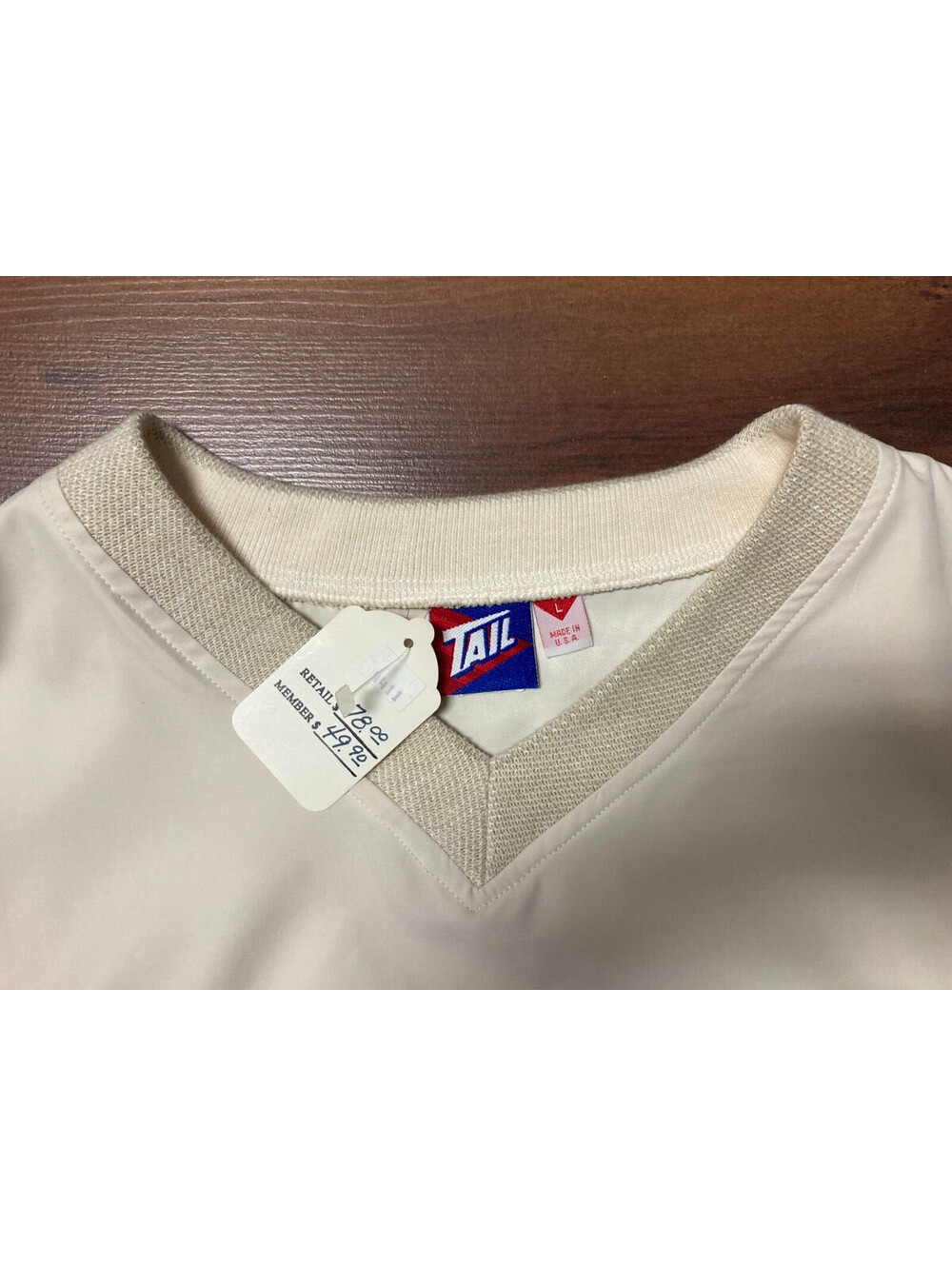 VTG TAIL Golf Mens Large Windbreaker Pullover Beige NWT Side Pockets - Picture 2 of 6